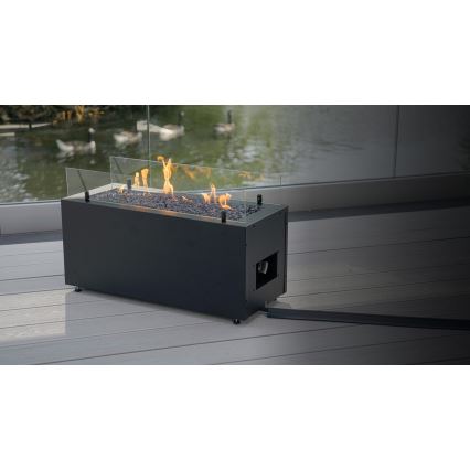 Planika - Екстериорен газ камина 41,4x69,8 см 10kW 1xAAA черен + защитно покритие