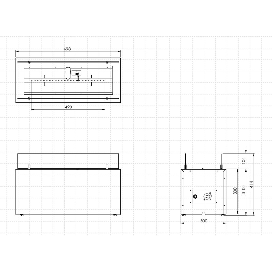 Planika - Екстериорен газ камина 41,4x69,8 см 10kW 1xAAA черен + защитно покритие