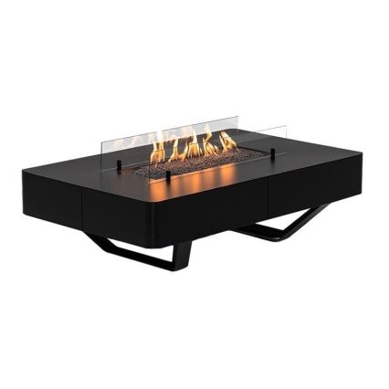 Planika - Екстериорна газова камина 46x106 см 10kW черен + защитно покритие