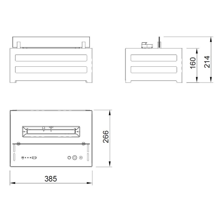 Planika - БИО камина с дистанционно управление 20,8x38,5 см 2,5kW/230V черен