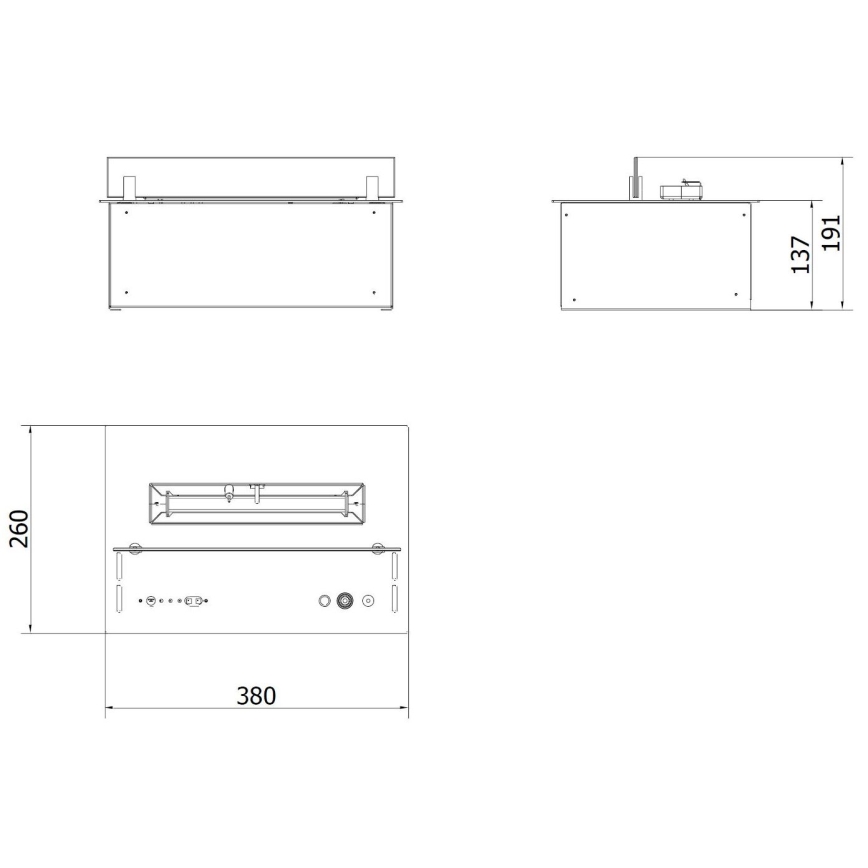 Planika - Вграден БИО камина с дистанционно управление 19,1x38 см 2,5kW/230V черен