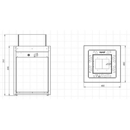 Planika - Екстериорен газ камина 79,7x48 см 10kW 1xAAA черен + защитно покритие