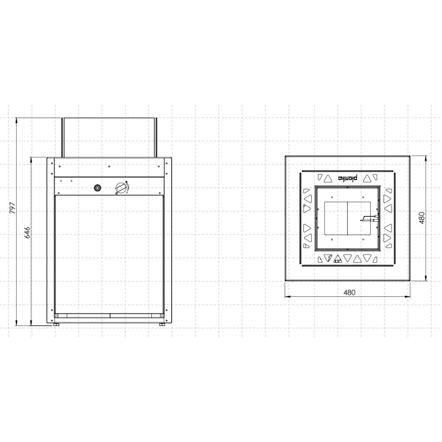 Planika - Екстериорен газ камина 79,7x48 см 10kW 1xAAA черен + защитно покритие