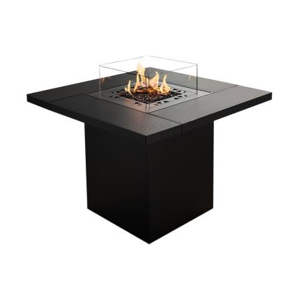 Planika - Екстериорен газ камина 79,7x90 см 10kW 1xAAA черен + защитно покритие