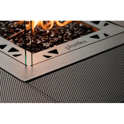 Planika - Екстериорен газ камина 79,7x90 см 10kW 1xAAA черен + защитно покритие