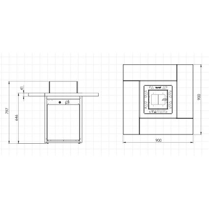 Planika - Екстериорен газ камина 79,7x90 см 10kW 1xAAA черен + защитно покритие