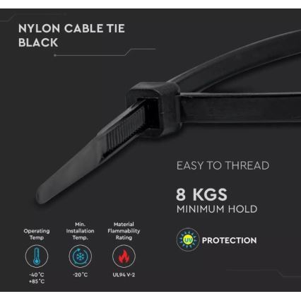 Пластмасови кабелни превръзки 2,5x100мм 100 бр. черни