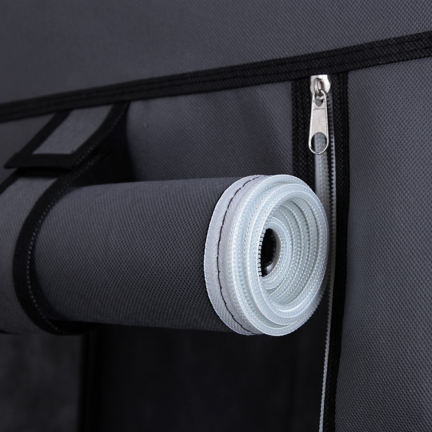 Платнен гардероб за съхранение MATIS 110x175 см с рафтове и лост за дрехи, сив