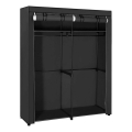 Платнен гардероб за съхранение с рафтове и лост за дрехи MATIS 140x174 cm черен