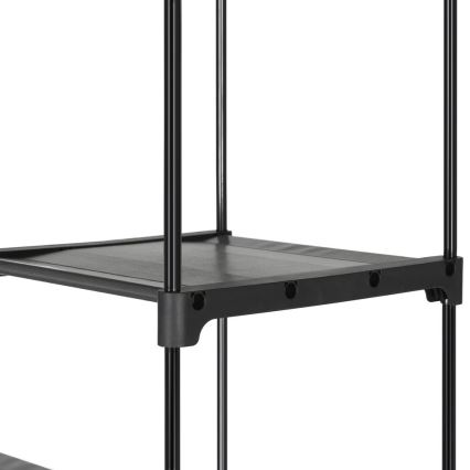 Платнен гардероб за съхранение с рафтове и лост за дрехи MATIS 140x174 cm черен