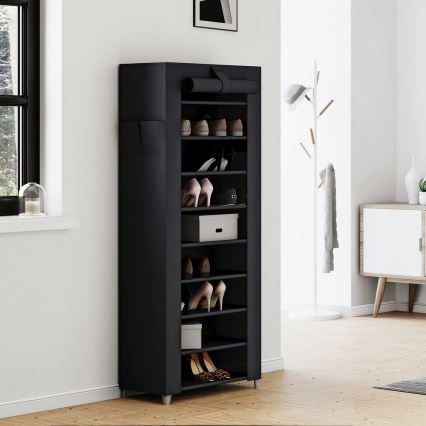 Платнен шкаф за съхранение с рафтове MATIS 58x160 cm черен