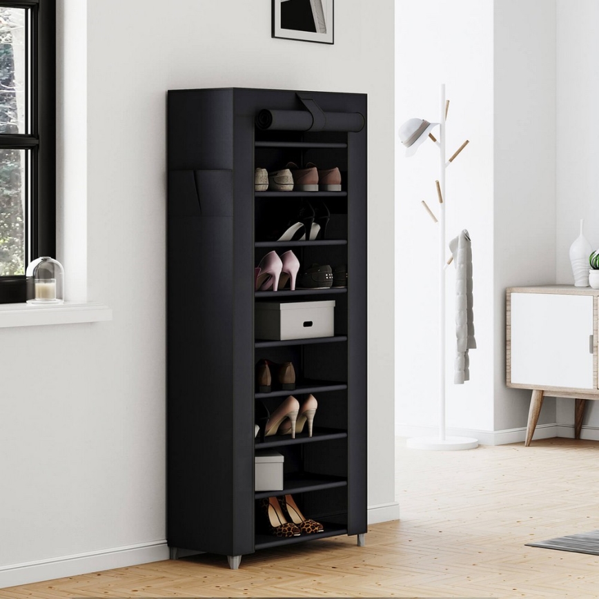 Платнен шкаф за съхранение с рафтове MATIS 58x160 cm черен