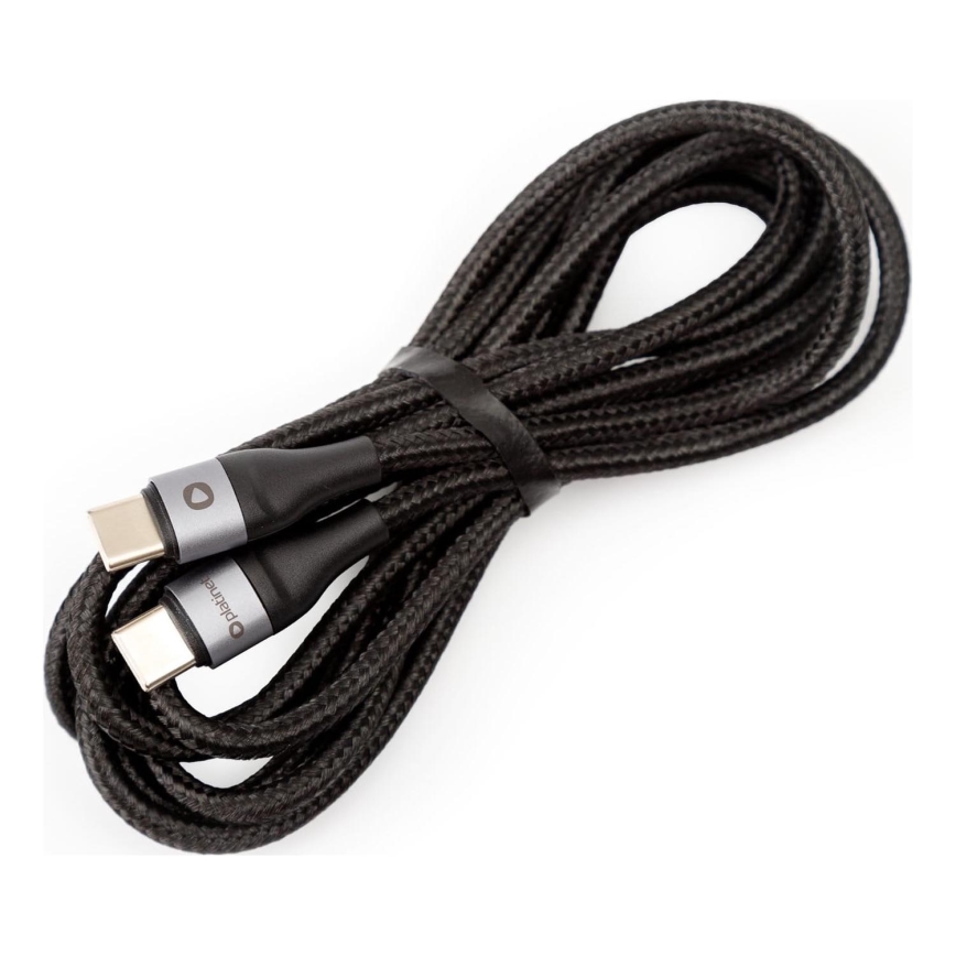 Плетен USB кабел USB-C / USB-C съединител 42W 2m черен