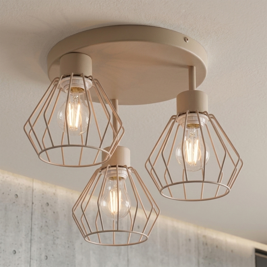 Плътно монтиран полилей AUDREY 3xE27/60W/230V бежов
