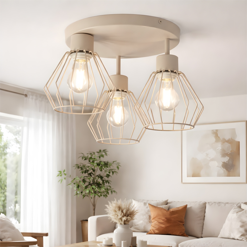Плътно монтиран полилей AUDREY 3xE27/60W/230V бежов