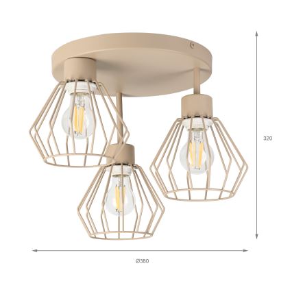 Плътно монтиран полилей AUDREY 3xE27/60W/230V бежов