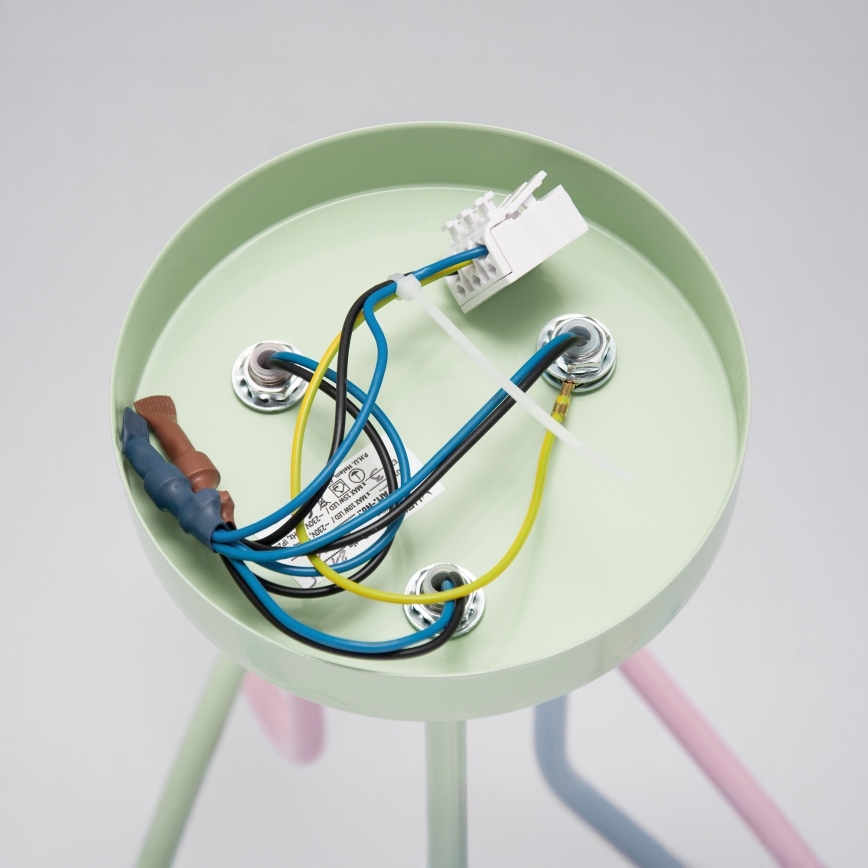 Плътно монтиран таванен полилей OXFORD 3xE27/15W/230V зелен/розов/син