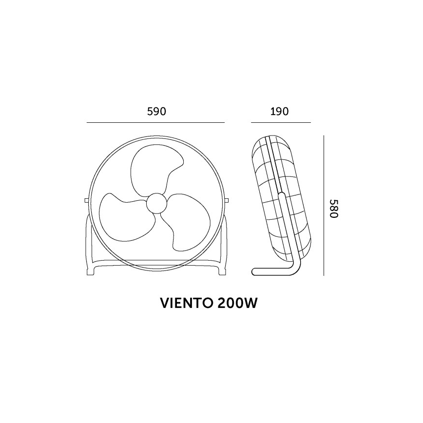 Подов вентилатор VIENTO 200W/230V, лъскав хром