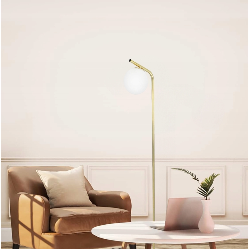 Подова лампа 1xE27/40W/230V златна/бяла