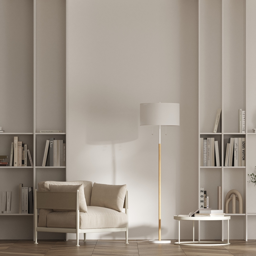 Подова лампа FOGO 2xE27/15W/230V бяла/бежова