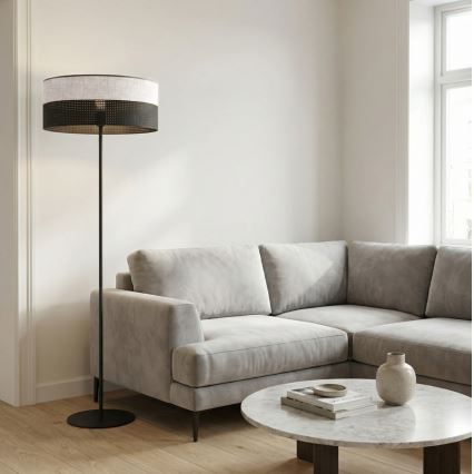 Подова лампа KARBON 1xE27/15W/230V черна/сива