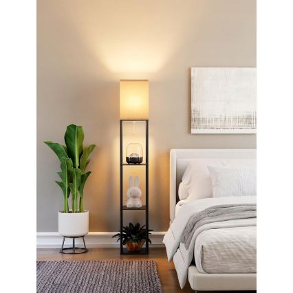 Подова лампа с полици 1xE27/40W/230V черна/бяла