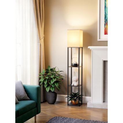 Подова лампа с полици 1xE27/40W/230V черна/бяла