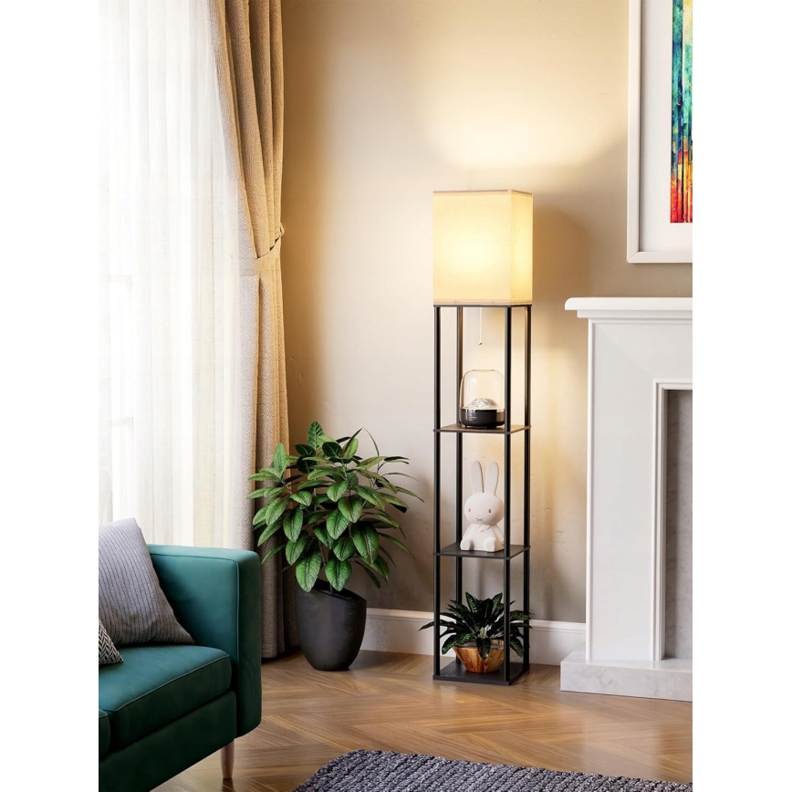 Подова лампа с полици 1xE27/40W/230V черна/бяла