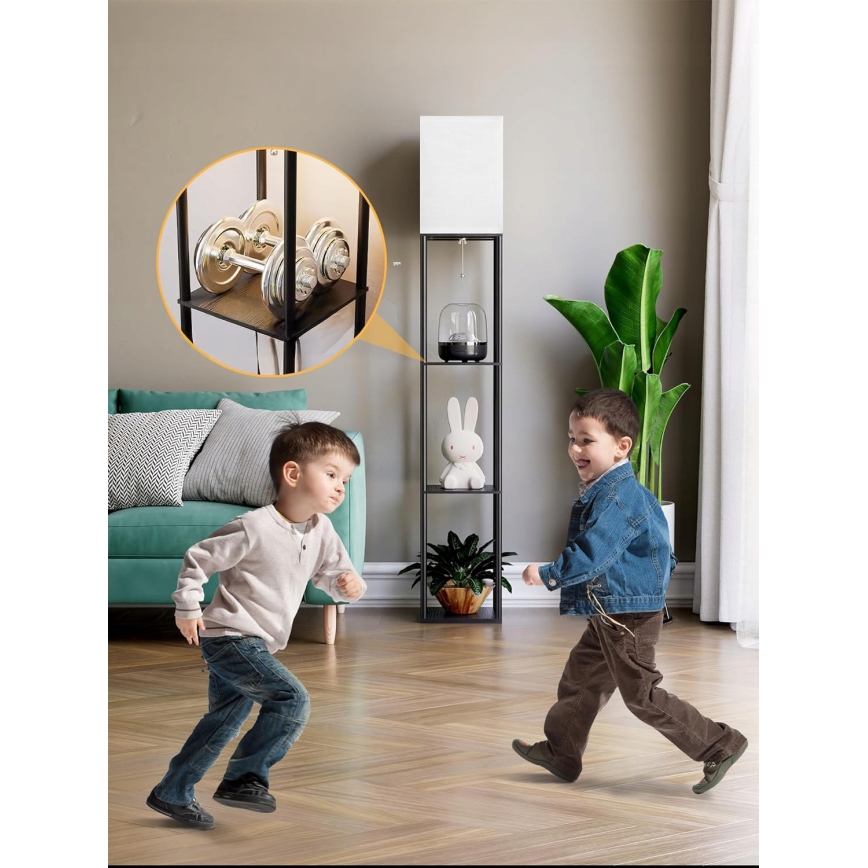 Подова лампа с полици 1xE27/40W/230V черна/бяла