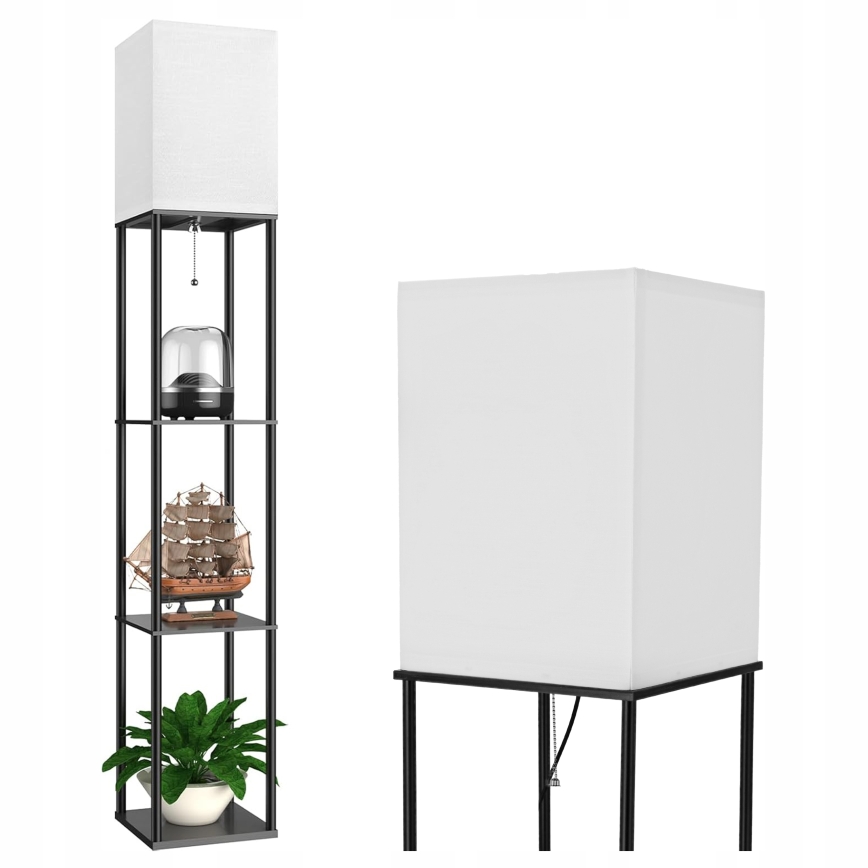 Подова лампа с полици 1xE27/40W/230V черна/бяла