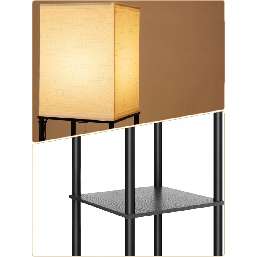 Подова лампа с полици 1xE27/40W/230V черна/бяла