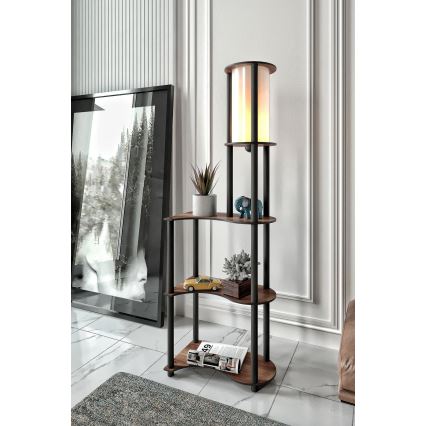 Подова лампа с рафтове 1xE27/40W/230V 140 см черен/кафяв