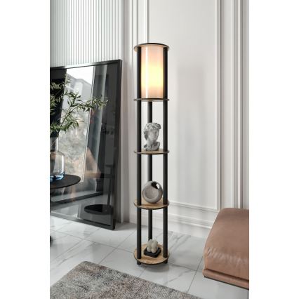Подова лампа с рафтове 1xE27/40W/230V 150 см черен/кафяв