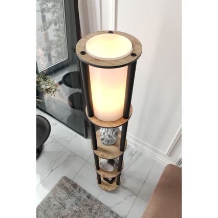Подова лампа с рафтове 1xE27/40W/230V 150 см черен/кафяв