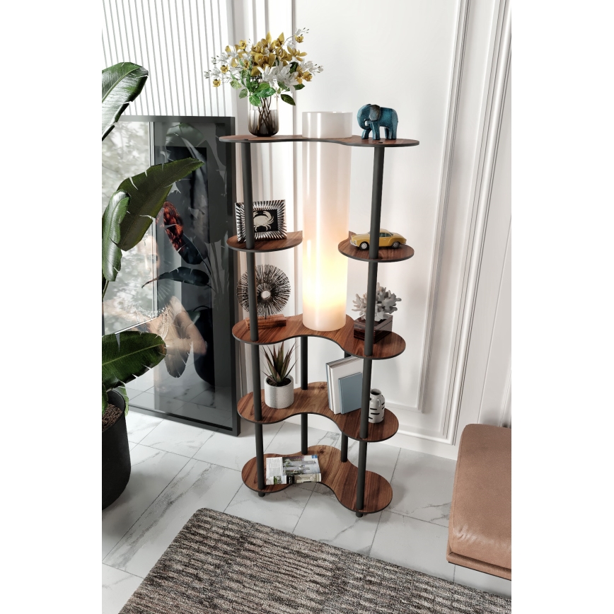 Подова лампа с рафтове 1xE27/40W/230V 150 см черен/кафяв