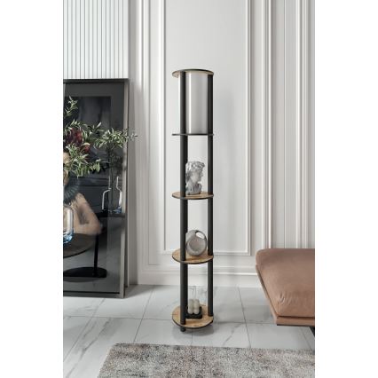 Подова лампа с рафтове 1xE27/40W/230V 150 см черен/кафяв