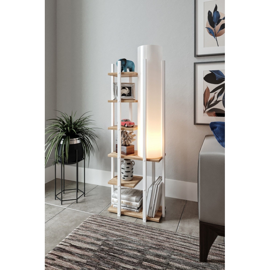 Подова лампа с рафтове MODA DOR 1xE27/40W/230V бял/кафяв