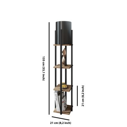 Подова лампа с рафтове NORA 1xE27/40W/230V черен/кафяв