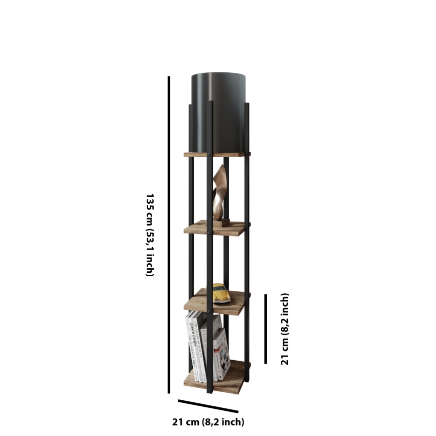 Подова лампа с рафтове NORA 1xE27/40W/230V черен/кафяв
