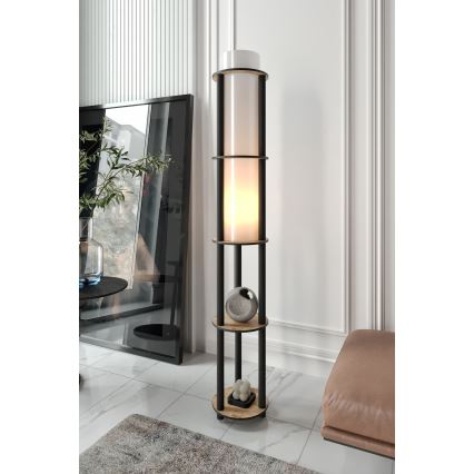 Подова лампа с рафтове NOTO 1xE27/40W/230V бежова/черна