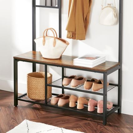 Подова закачалка с огледало NAVOR, кафява/черна