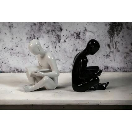 Подпора за книги 17,5x13x14 cm черна/бяла