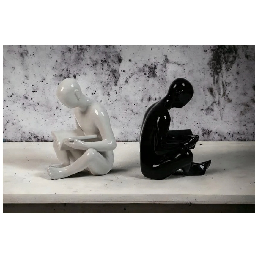 Подпора за книги 17,5x13x14 cm черна/бяла