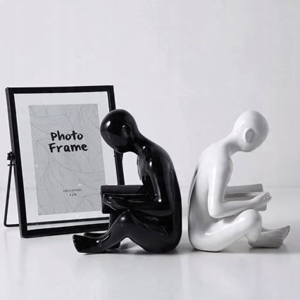 Подпора за книги 17,5x13x14 cm черна/бяла