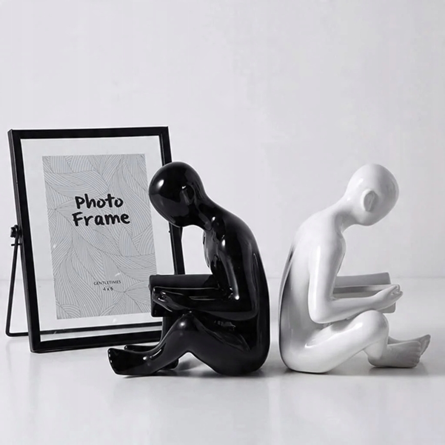 Подпора за книги 17,5x13x14 cm черна/бяла