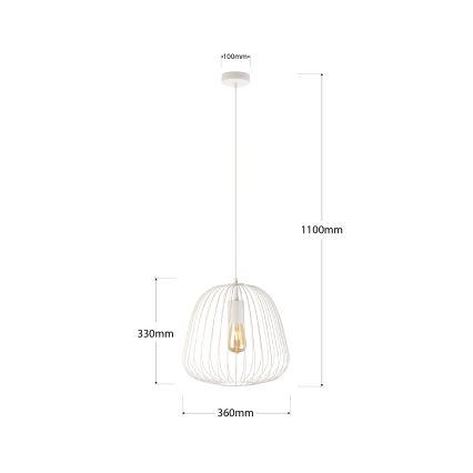 Подвес на кабел OVELLA 1xE27/15W/230V, диаметър 36 см, кремав