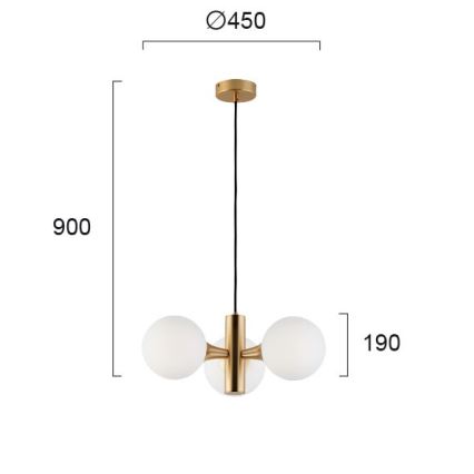 Подвесен полилей на кабел GLOBE 3xE14/7W/230V златен