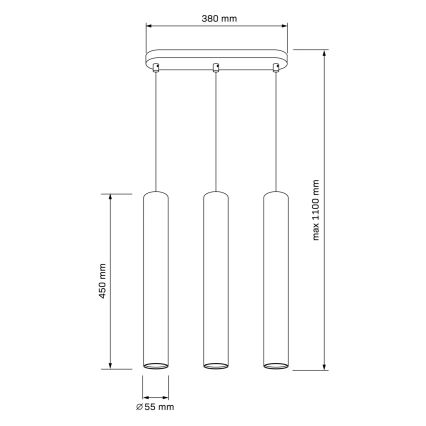 Полилей на кабел LUNGOMARE 3xGU10/10W/230V матиран хром