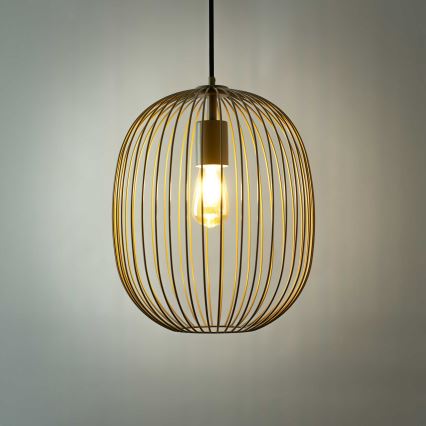Подвесен полилей на кабел OVELLA 1xE27/15W/230V Ø 34 см бежов