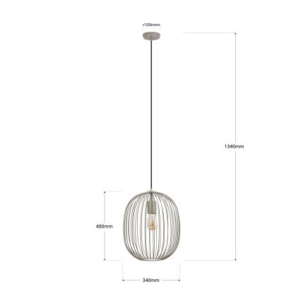 Подвесен полилей на кабел OVELLA 1xE27/15W/230V Ø 34 см бежов